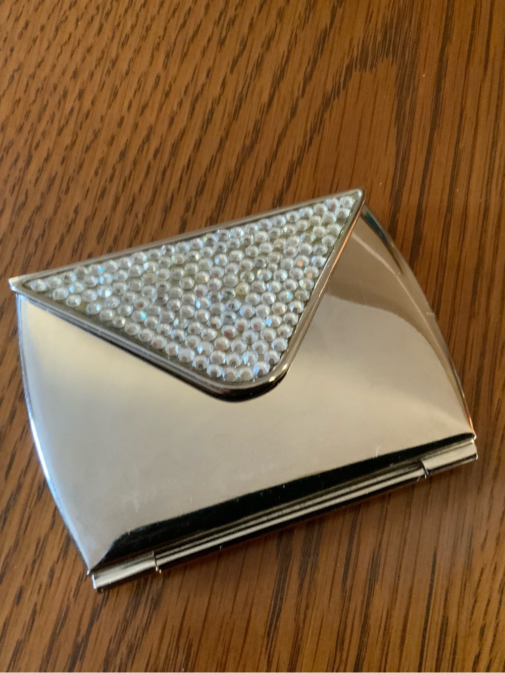Crystal/Rhinestone Envelope a Folding Double Compact Mirror